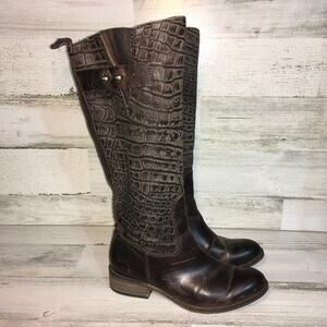 Spirit by Lucchese Bailey Riding Boot Womens 6 M Chocolate Brown Leather Tall